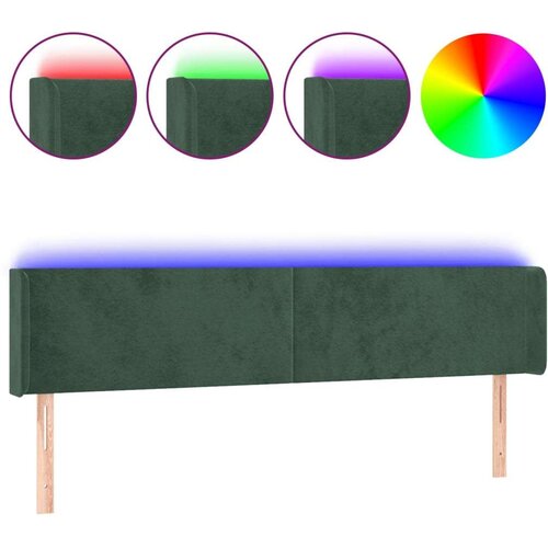 vidaXL LED posteljno vzglavje temno zeleno 163x16x78/88 cm žamet, (20954426) Cene