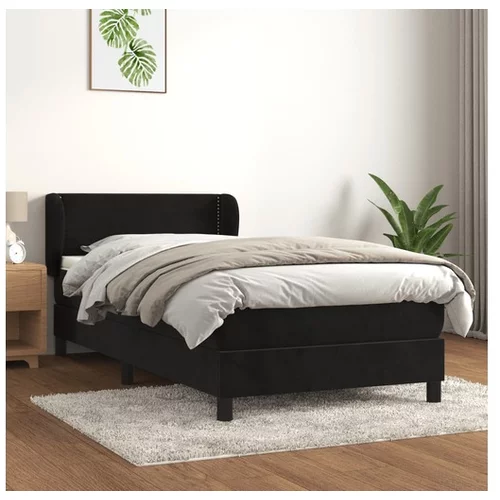  Box spring postelja z vzmetnico črn 90x190 cm žamet