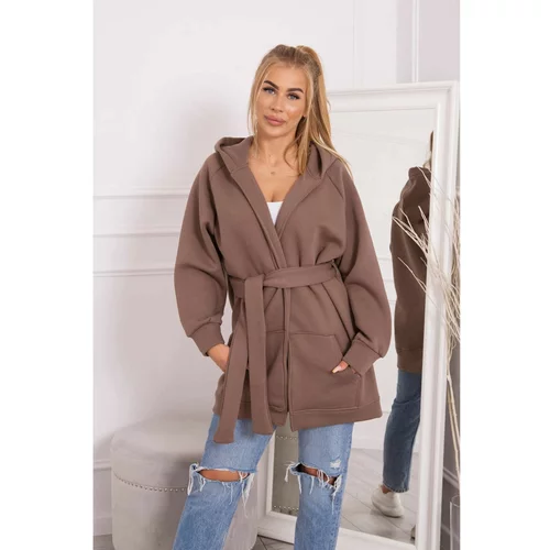 Kesi Insulated cape tied at the waist mocca