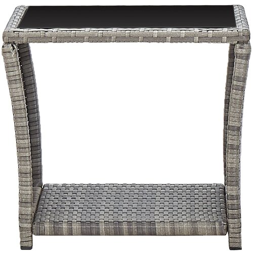 Maison Chic Klubska mizica - kavna mizica - Nizka mizica siva 45x45x40 cm poli ratan in steklo, (21753087) Slike