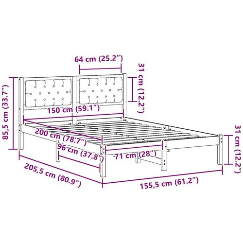  Okvir za krevet Svijetlo siva 150 x 200 cm tkanina Slike