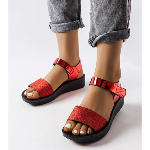 Gemre Red Wedge Sandals Shine Cene