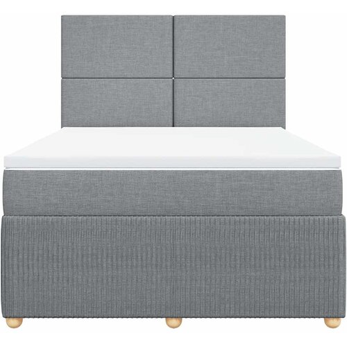  Krevet s oprugama i madracem svjetlosivi 140x190 cm od tkanine Slike