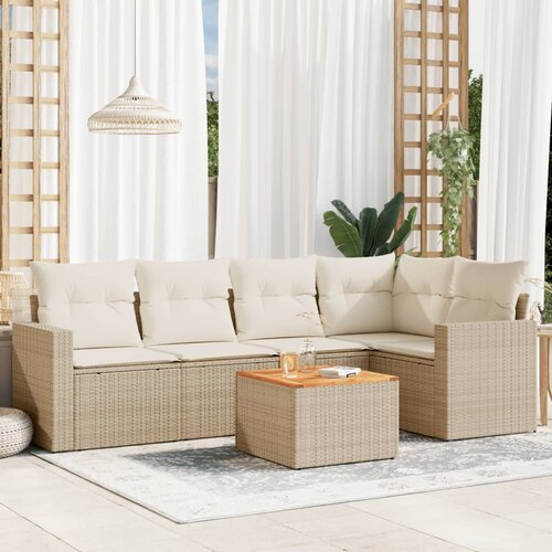 vidaXL 6-dijelni set vrtnih sofa s jastucima bež od poliratana Cijene