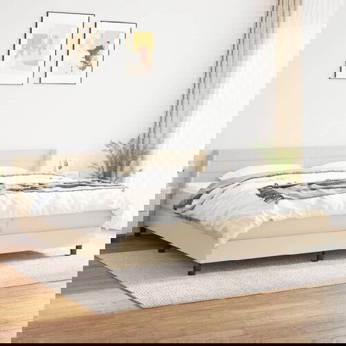 The Living Store Box spring postelja z vzmetnico krem 200x200 cm blago - Box Spring Postelja, (21514716) Cene