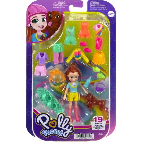 Polly Pocket Mattel : Srednji komplet - Lutka s športnim paketom za skejtanje s hišnim ljubljenčkom (HKV90), (21381970) Cene