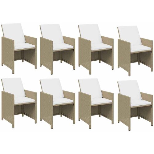  13-dijelni vrtni blagovaonski set od poliratana s jastucima bež 219 cm table length Slike