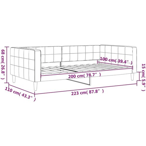 VidaXL Dnevni krevet svjetlosivi 100 x 200 cm bar&amp;scaron;unasti Slike