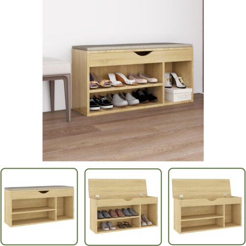 The Living Store Klop za čevlje z blazino sonoma hrast 104x30x49 cm inžen. les - Klop Za Čevlje, (21744552) Cene