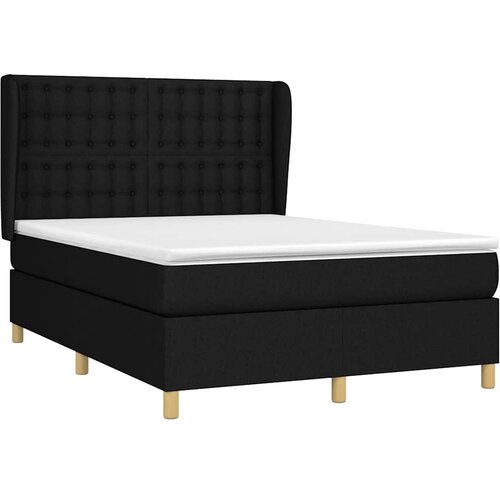  Krevet s oprugama i madracem crni 140 x 190 cm od tkanine Slike