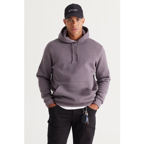 AC&Co / Altınyıldız Classics Men's Dark Gray Standard Fit Fleece 3 Threaded Hooded Hooded Kangaroo Pocket Cotton Sweatshirt. Slike