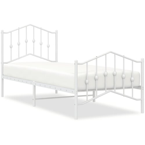 Maison Chic Kovinski Posteljni okvir - Enojna postelja - Postelja za odrasle z vzglavjem in vznožjem&amp;nbsp;bel 80x200 cm, (21695613) Slike