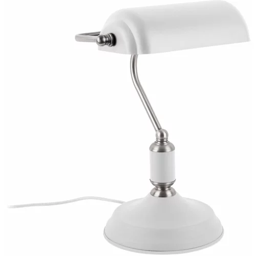 Leitmotiv bijela stolna svjetiljka s detaljima u srebrnoj boji Bank