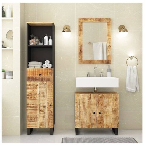 vidaXL 3-dijelni set kupaonskog namještaja od masivnog drva manga Cene