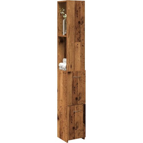 VidaXL Kupaonski ormarić staro drvo 25x25x170 cm izrađeno drvo Slike