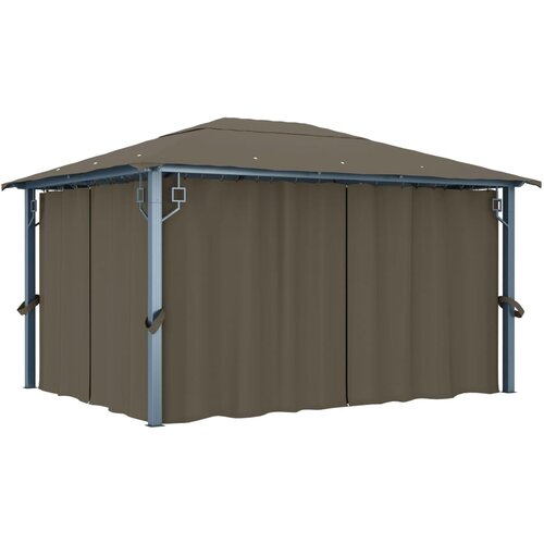 Paviljon Sjenica sa zastorom 400 x 300 cm smeđe-siva aluminijska Cijene