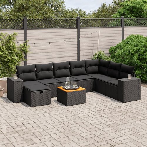 vidaXL 9-dijelni set vrtnih sofa s jastucima crni od poliratana Cijene