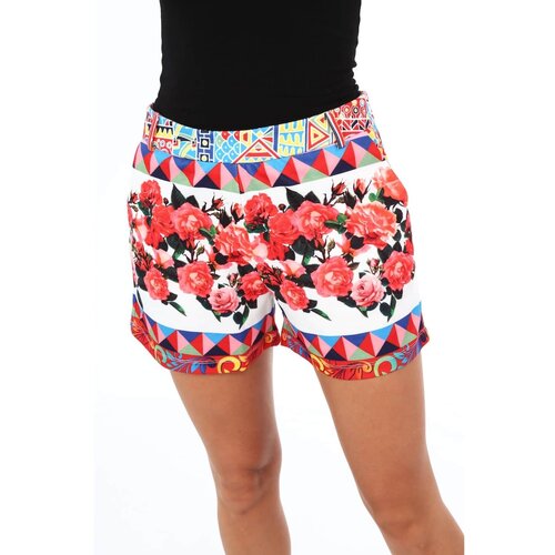 Fasardi Women's shorts with floral cream patterns Slike