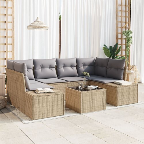 VidaXL 7-dijelni vrtni sofa set s jastučićima bež poliratan Slike