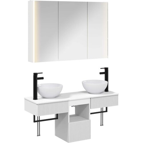  Set ormarića za kupaonicu 4 pcs Bijela 103,5 x 15,5 x 70 cm Slike