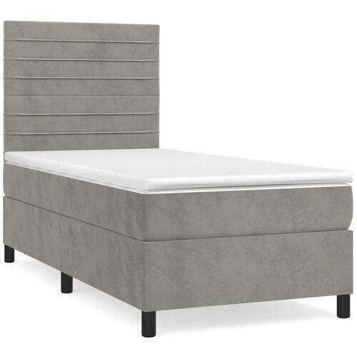 Maison Chic Box spring postelja - Vzmetna postelja z vzmetnico svetlo siva 100x200 cm žamet SL19626, (21893276) Slike