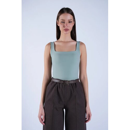 Trend Alacati Stili Ženska bluza bez rukava Alc-X13453, Brod izrez, Zelena Cene
