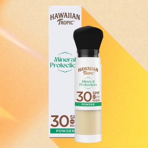 Hawaiian Tropic Mineral Protection Powder Brush za&amp;scaron;čitni vodoodporni puder za sončenje SPF 30 4.25 g Slike