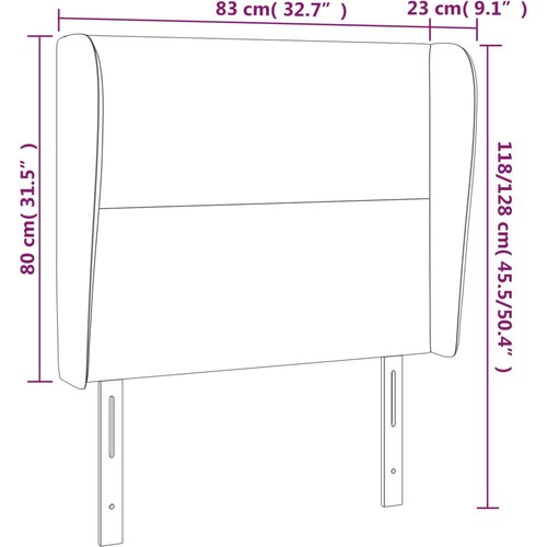  Uzglavlje s u&amp;scaron;ima tamnosivo 83 x 23 x 118/128 cm bar&amp;scaron;unasto Slike