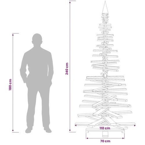  Drveno božićno drvce KOTKA 240 cm Masivna borovina - 240 cm Smeđa zavr&amp;scaron;na obrada Slike