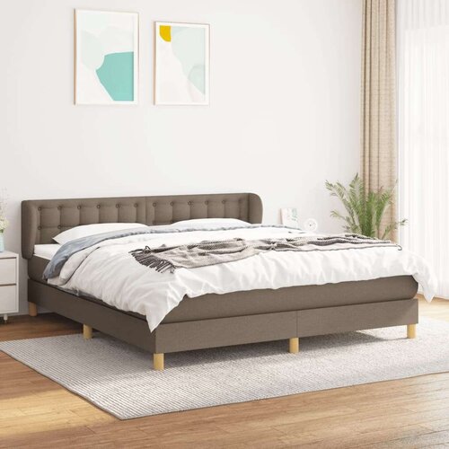  Box spring postelja z vzmetnico taupe 160x200 cm blago, (20894456) Slike
