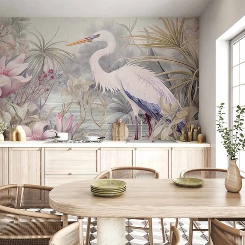  Foto tapeta - Heron wading in a pond - illustration in bright colours 150x105 Vodootporna Cene
