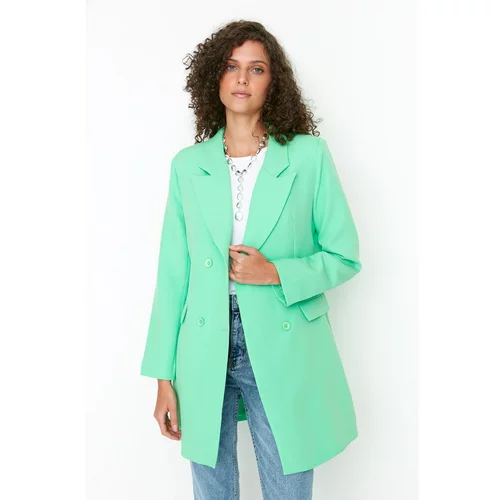 Trendyol Mint Double Button Pocket Detailed Lined Woven Jacket