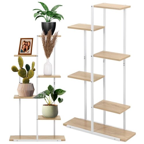 Springos stalak za cvijeće sa 6 razina, metal i MDF, 60 x 20 x 113 cm, bijeli Slike