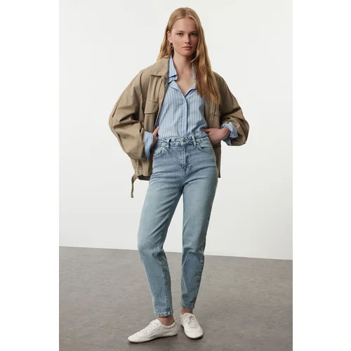 Trendyol Light Blue Normal Waist Slim Mom Jeans