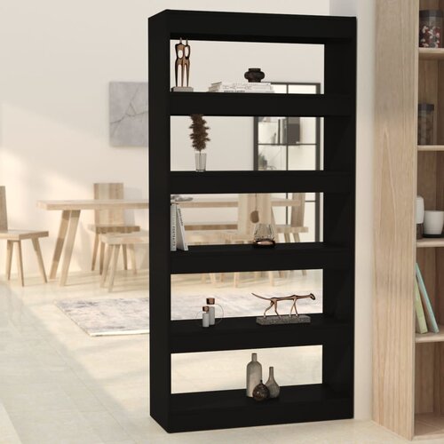  The Living Store Knjižna omara/pregrada črna 80x30x166 cm iverna plo&amp;scaron;ča - Knjižna Omara, (21431310) Slike