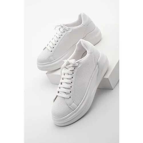 Marjin Women's Sneakers High-Sole Lace-Up Sneakers Bekor white