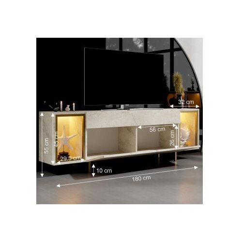 Hanah home TV polica Zenith Travertine Gold Slike