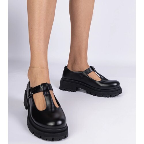Gemre Black platform derby shoes made of eco-leather Nella Slike