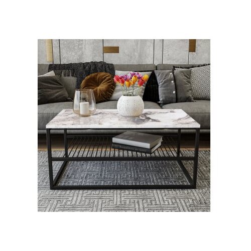 Decortie Asude Klub sto, 95x43x55cm, Bijelo-crni Slike