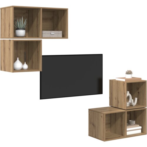 VidaXL Set TV stalka s pohranom 4 pcs hrast artisan 37 x 37 x 72 cm Slike
