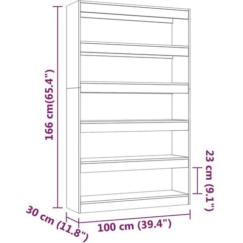  Knjižna omara/pregrada siva sonoma 100x30x166 cm, (20704946) Slike