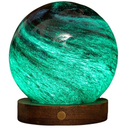 Gingko LED namizna svetilka v temni naravni barvi s steklenim senčilom (vi&amp;scaron;ina 13 cm) Stellar Ocean &amp;ndash; Slike