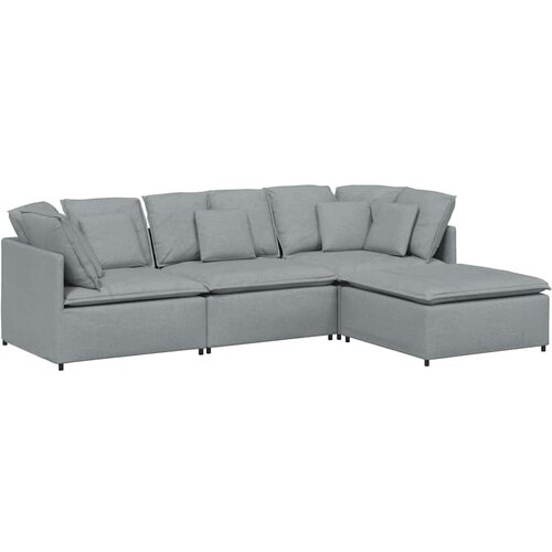  Modularna sofa s podnožjem i jastucima, tkanina, svijetlo siva Slike