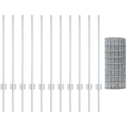 VidaXL Euro ograda s 11 U postova Srebrna 0.8x25 m Čelik Slike