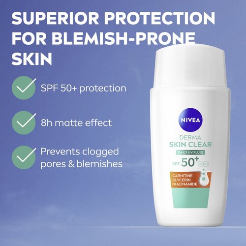 Nivea Derma Skin Clear blagi hranjivi fluid SPF 50+ 40 ml Slike