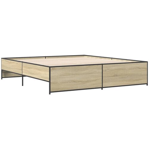 VidaXL Okvir za krevet boja hrasta 200x200cm konstruirano drvo i metal Slike