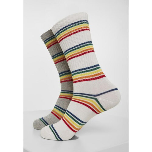 Urban Classics rainbow stripes socks 2-Pack grey/white Slike