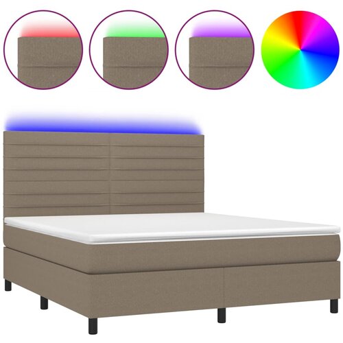 Maison Chic Box spring postelja - Vzmetna postelja z vzmetnico LED taupe 160x200 cm blago SL3206, (21901737) Cene