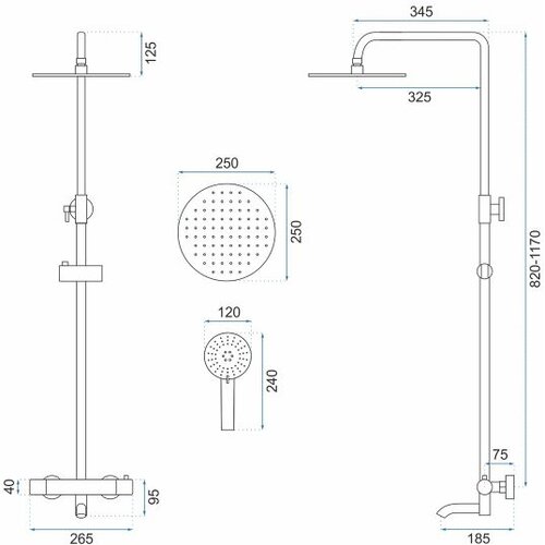 REA Bath Lungo Tu&amp;scaron; set črn s termostatom Slike