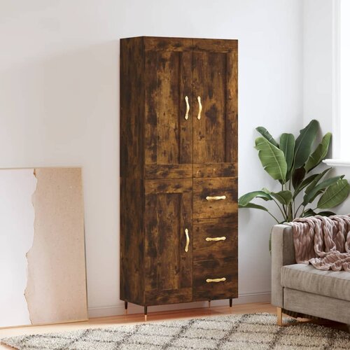 vidaXL Visoka komoda dimljeni hrast 69 5x34x180 cm konstruiranog drva Cijene